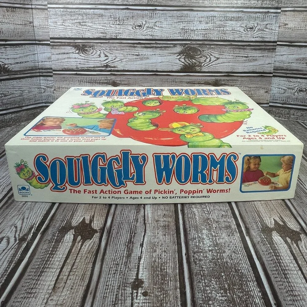 Vtg SQUIGGLY WORMS Kids Board Game Motorized Counting Color Match 1991 COMPLETE